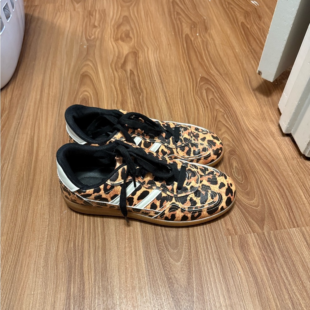 Fashion Nova Leopard Print Athletic Shoes - Black and Brown